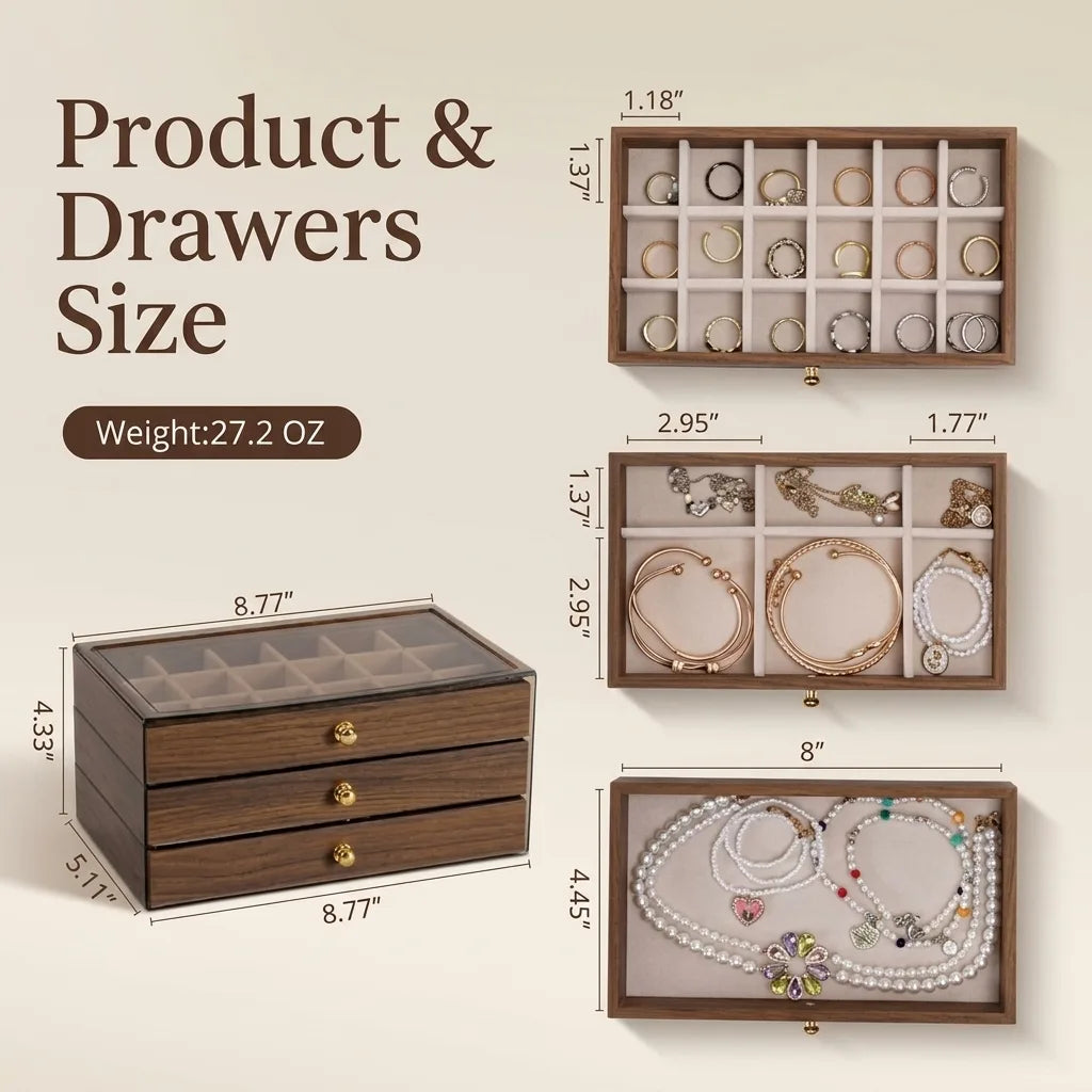 3 Layers Luxury Jewellery Box | Tangled Chains. Lost Earrings. Never Again | Womens Gift