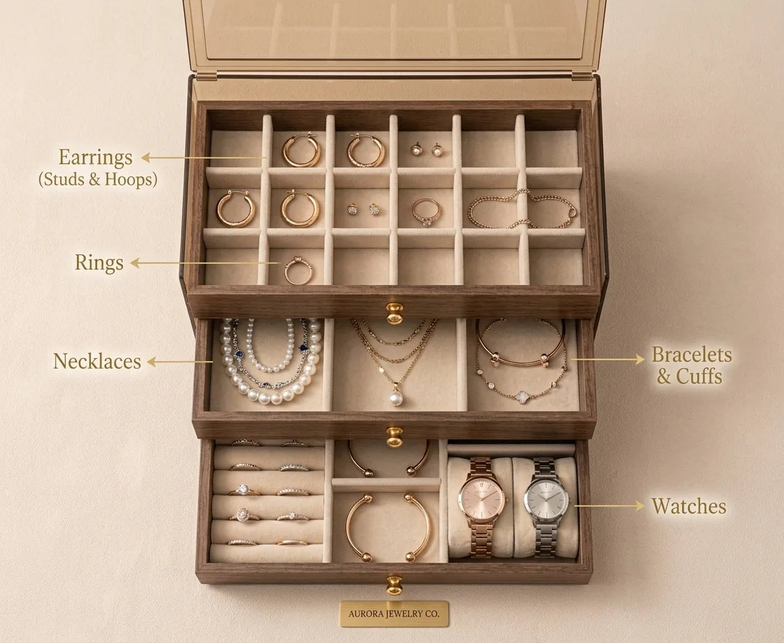 3 Layers Luxury Jewellery Box | Tangled Chains. Lost Earrings. Never Again | Womens Gift