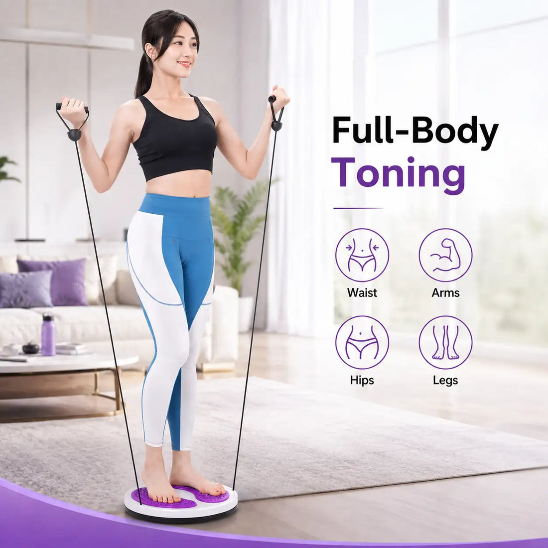 Waist Twisting Turntable with Resistance Handles | Slim Waist & Leg Toning Board