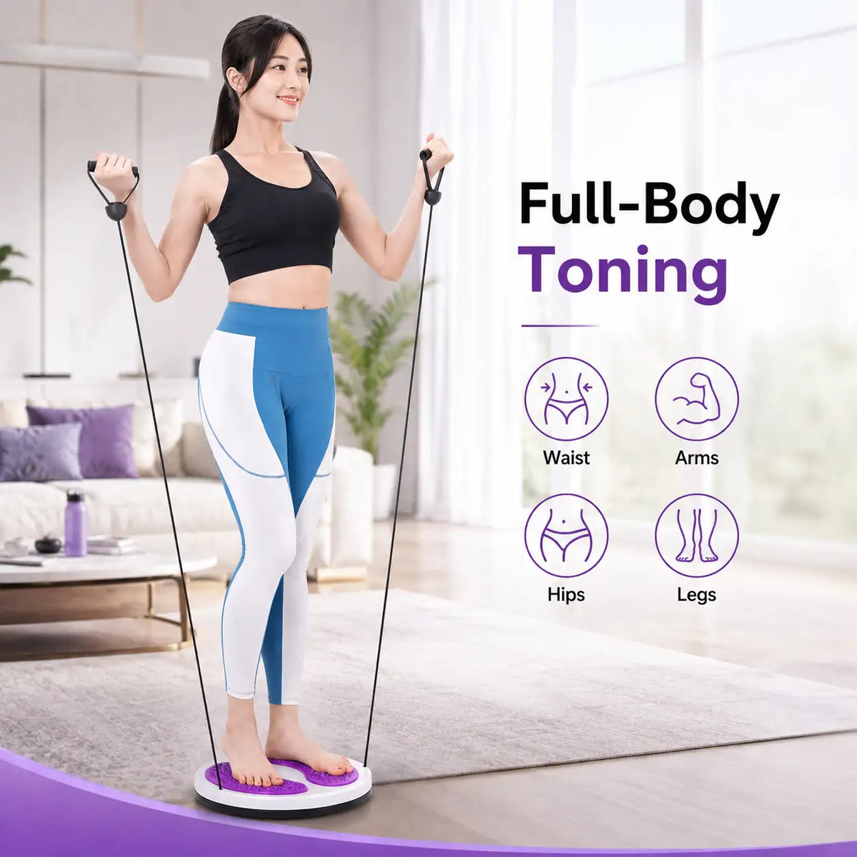 Waist Twisting Turntable with Resistance Handles | Slim Waist & Leg Toning Board