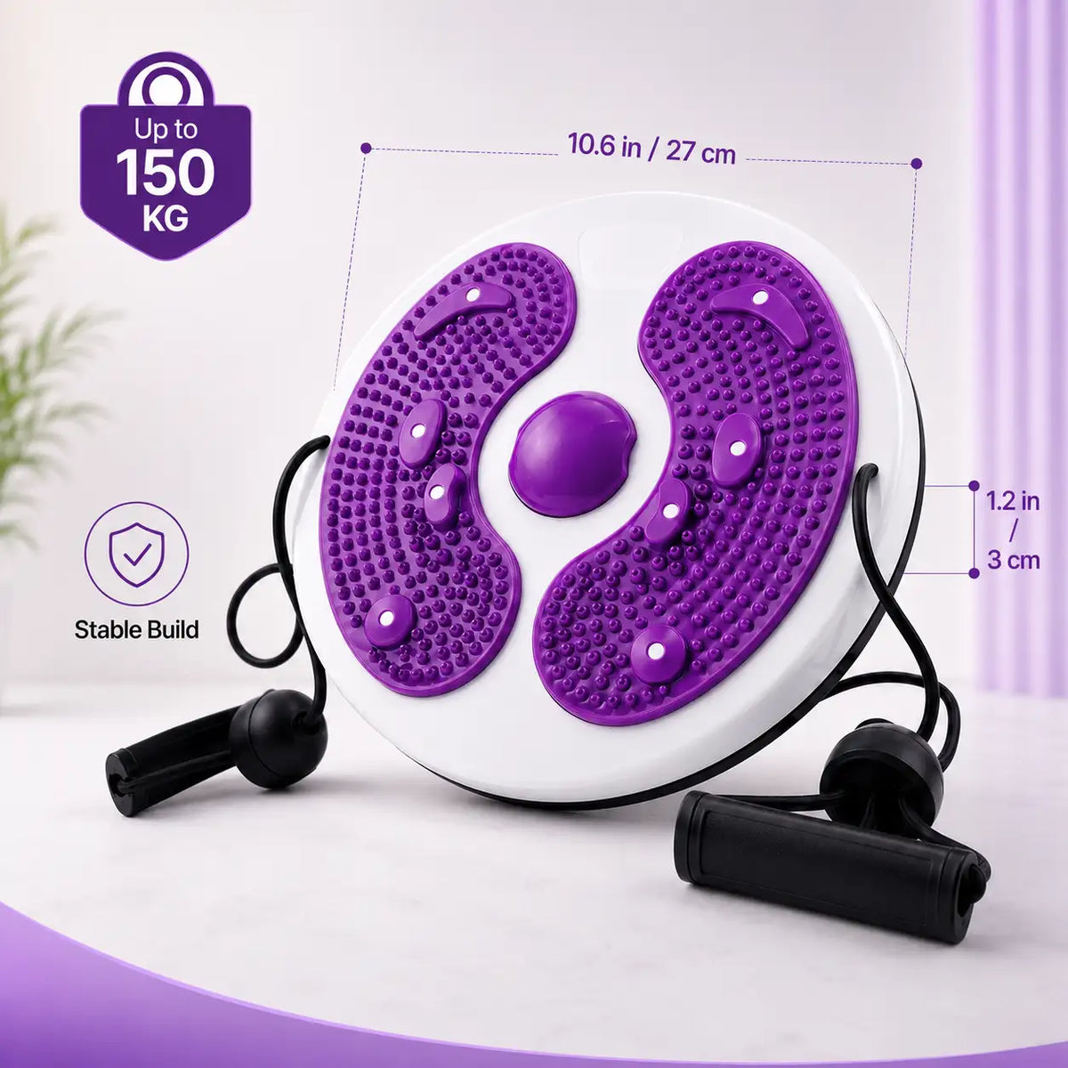 Waist Twisting Turntable with Resistance Handles | Slim Waist & Leg Toning Board