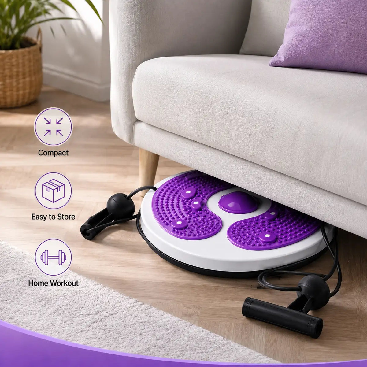 Waist Twisting Turntable with Resistance Handles | Slim Waist & Leg Toning Board