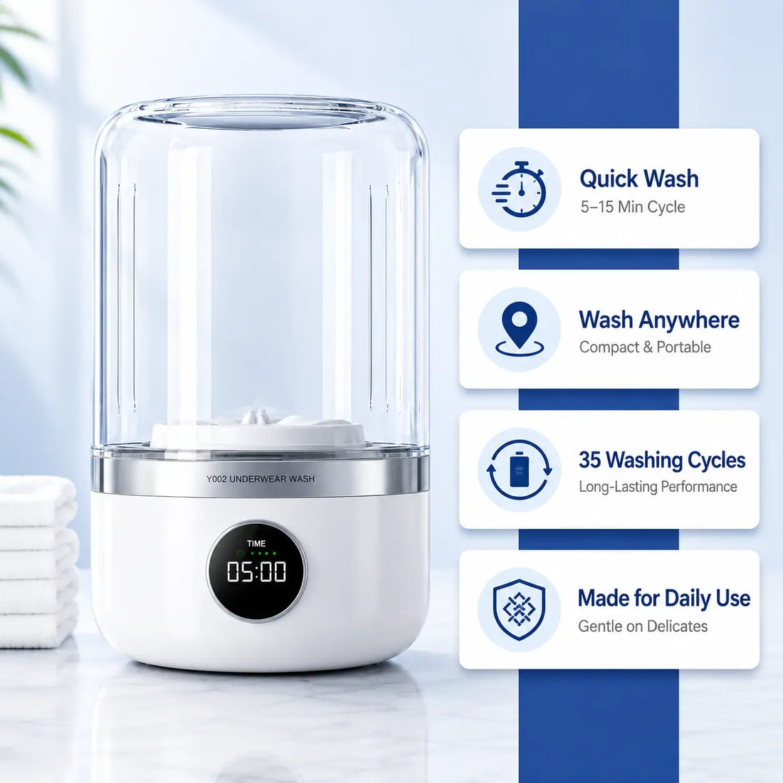 PureWash™ Mini Portable Washing Machine For Underwear and Undergarments