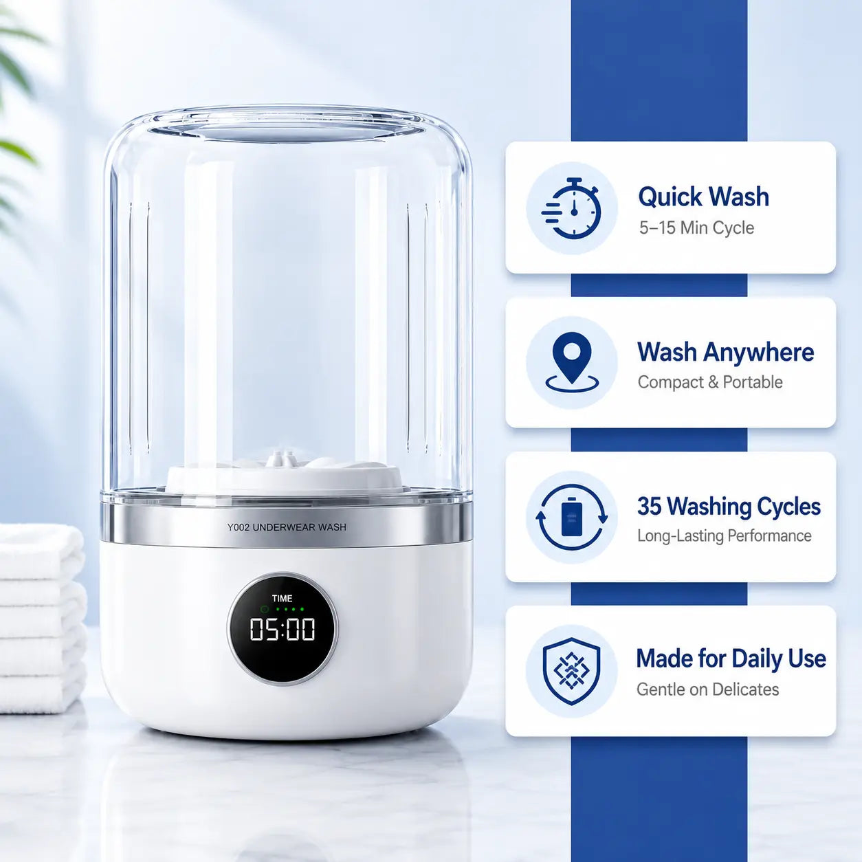 PureWash™ Mini Portable Washing Machine For Underwear and Undergarments