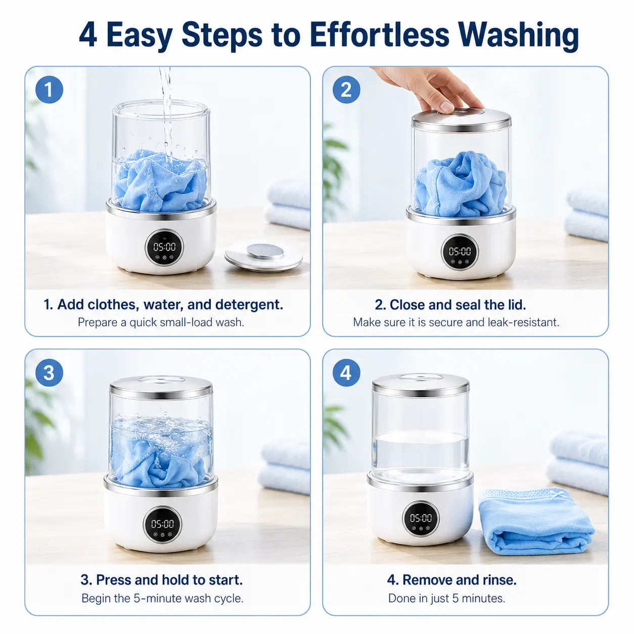 PureWash™ Mini Portable Washing Machine For Underwear and Undergarments
