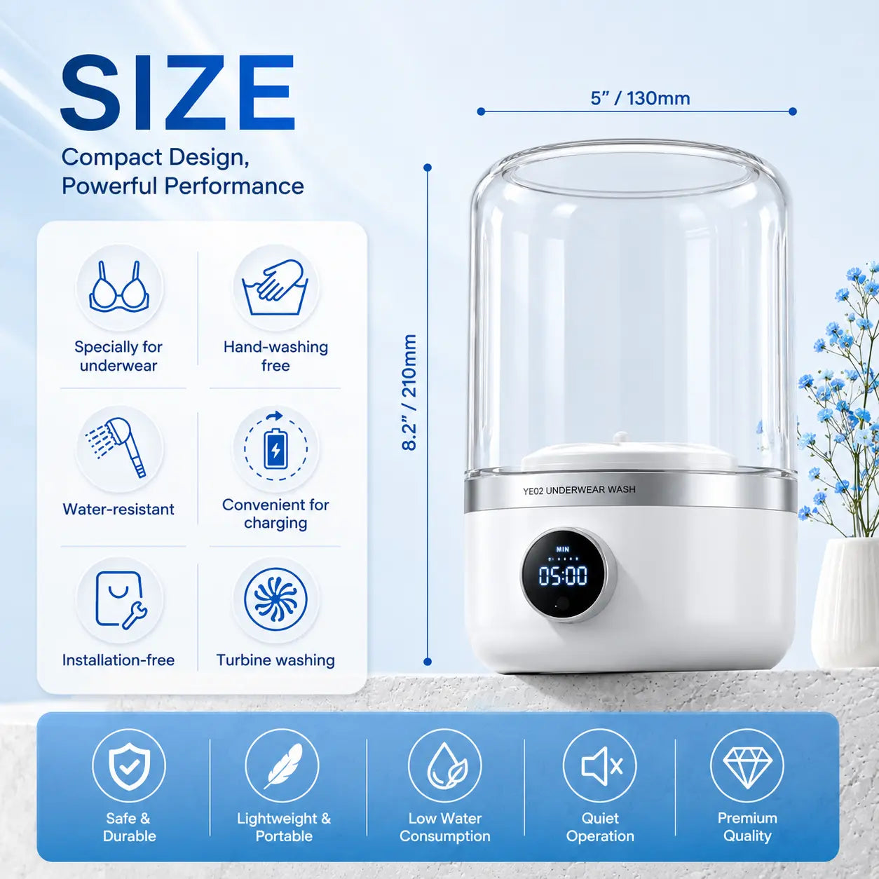 PureWash™ Mini Portable Washing Machine For Underwear and Undergarments