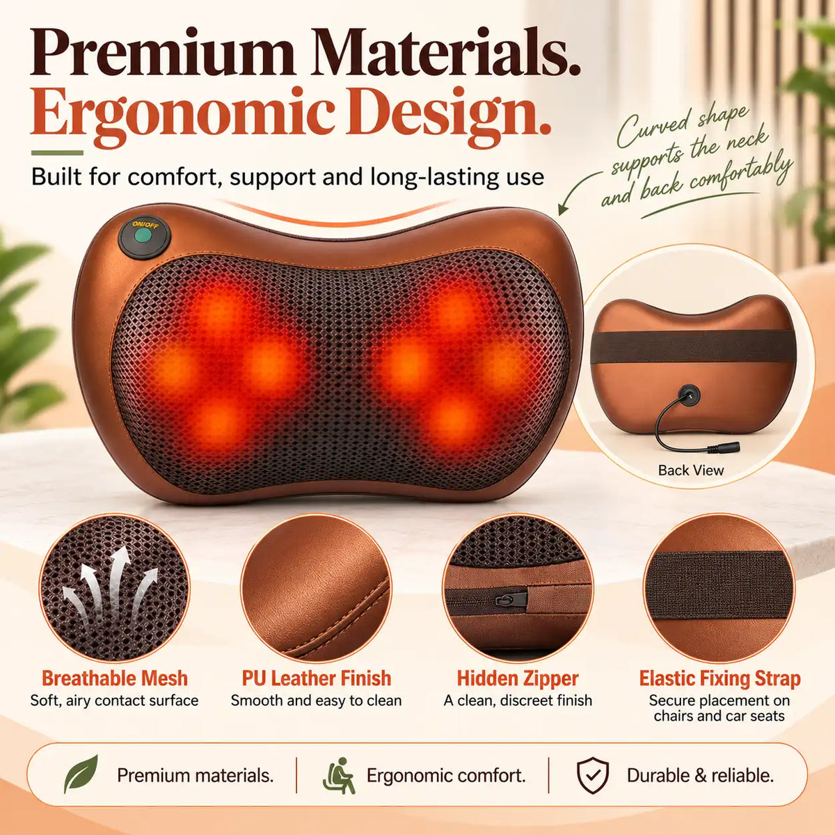 Shiatsu Massage Pillow | Deep Kneading Neck & Back Massager