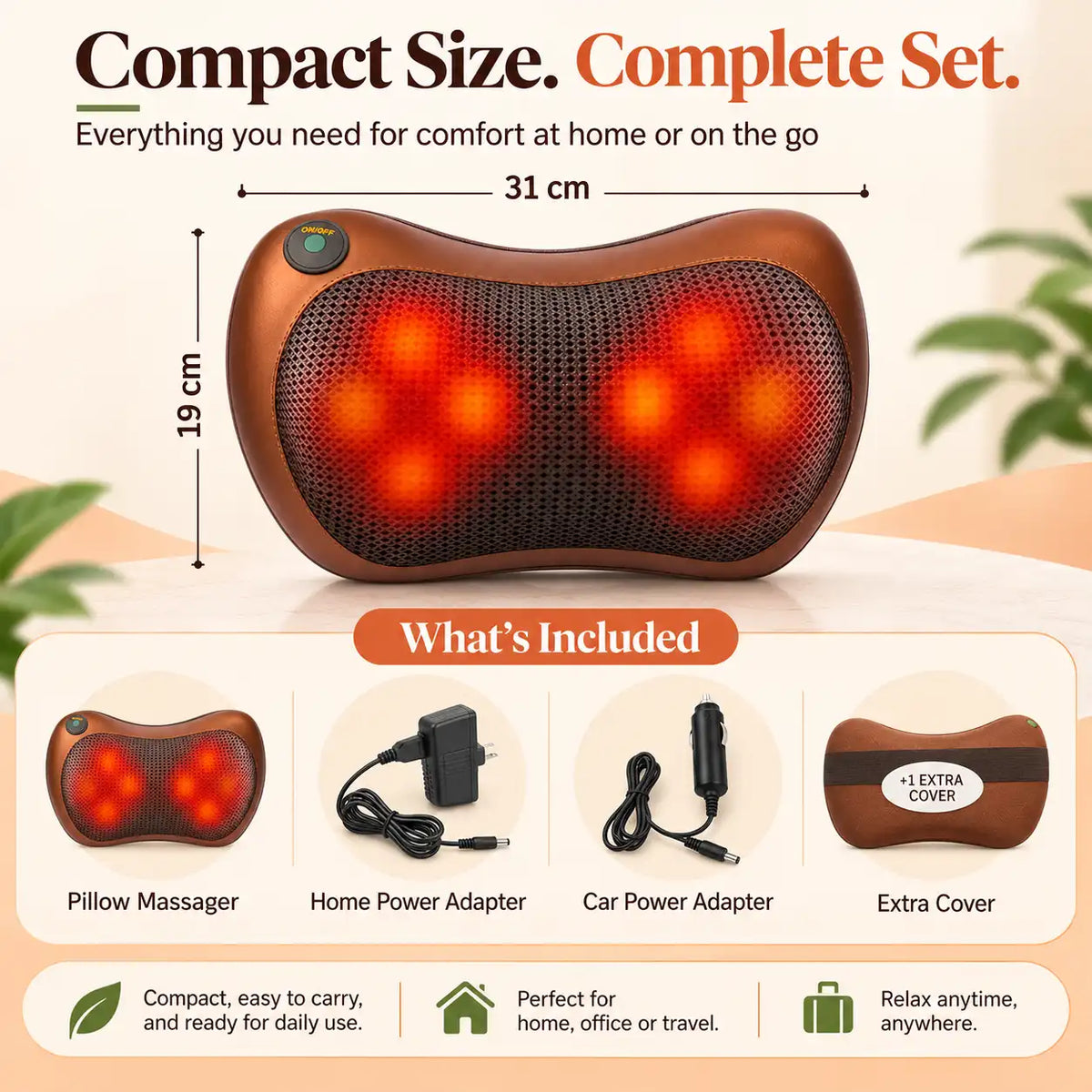 Shiatsu Massage Pillow | Deep Kneading Neck & Back Massager