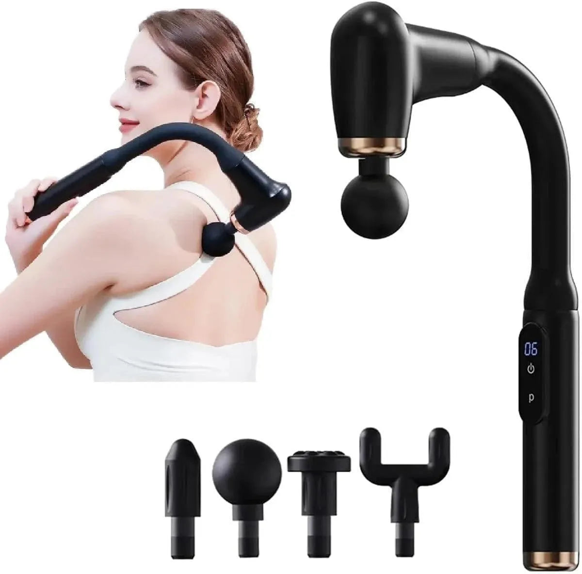 Main Bazaar Deep Tissue Massage Gun – Target Hard-to-Reach Areas with 4 Heads