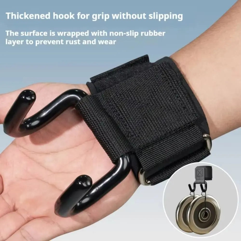 Weight Lifting Hooks with Wrist Straps | Heavy-Duty Grip Support for Gym & Strength Training